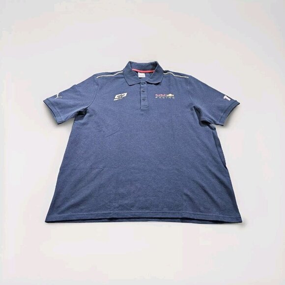 Puma Red Bull Racing T Shirt Mens XL Navy Blue Polo Sergio Perez F1 SP11 Logo - Picture 1 of 13